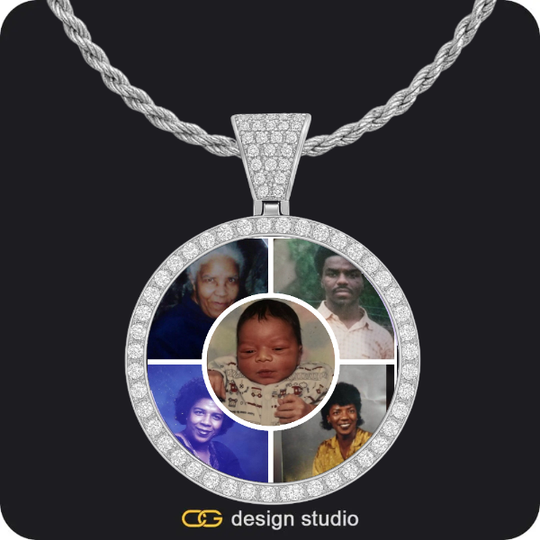 Custom Photo Pendant - Silver / Circle (4 cm) / Rope,Custom Photo Pendant - Gold / Circle (4 cm) / Rope