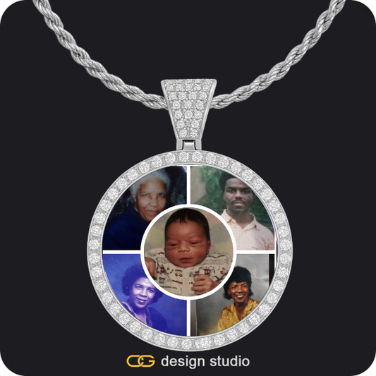 Custom Photo Pendant - Silver / Circle (4 cm) / Rope,Custom Photo Pendant - Gold / Circle (4 cm) / Rope