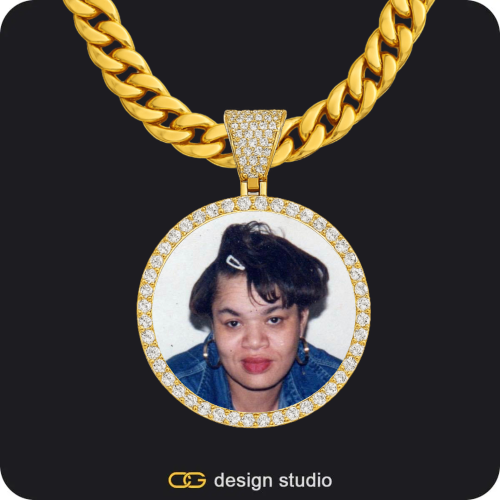 Custom Photo Pendant - Gold / Circle (3 cm) / Cuban (10mm)