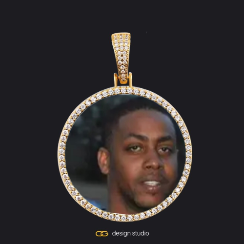 Custom Photo Pendant - Gold / Circle (3 cm) / Rope