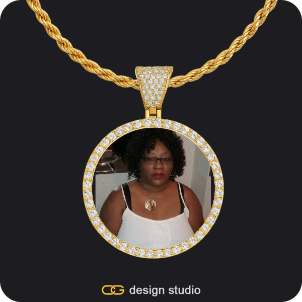 Custom Photo Pendant - Gold / Circle (3 cm) / Rope