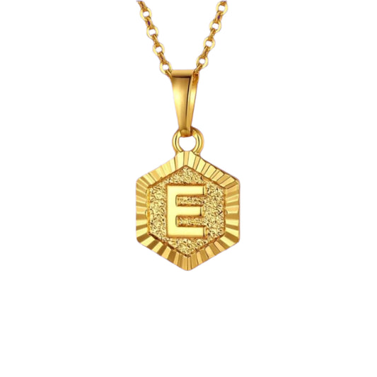 Hexagon initial necklace