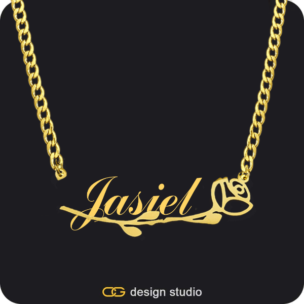 The Rosebud Underlined Name Necklace - Gold