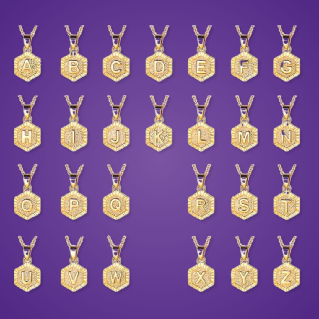 Hexagon initial necklace