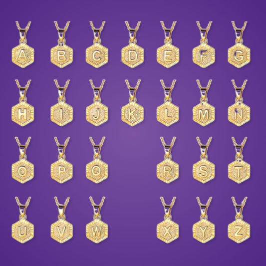 Hexagon initial necklace