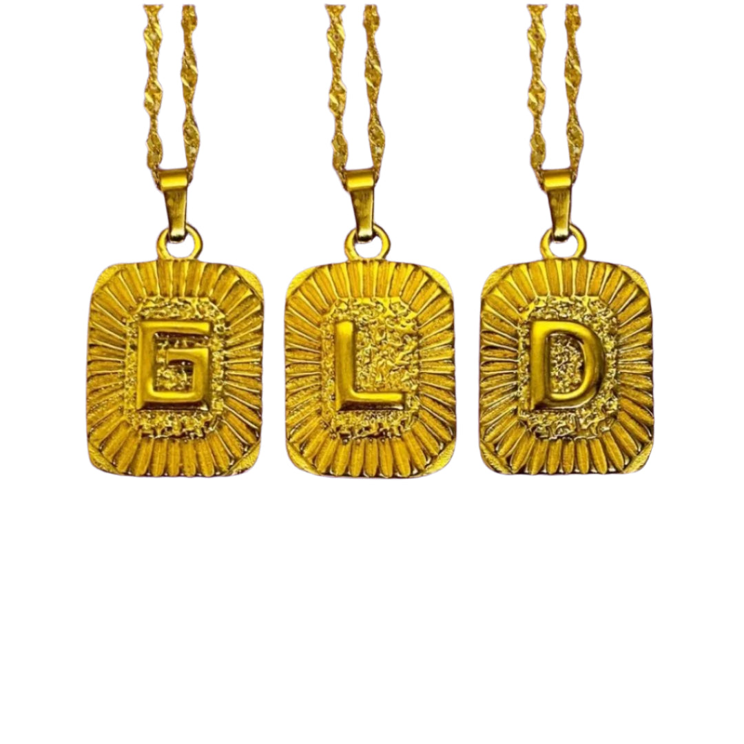 Rectangle Initial necklace