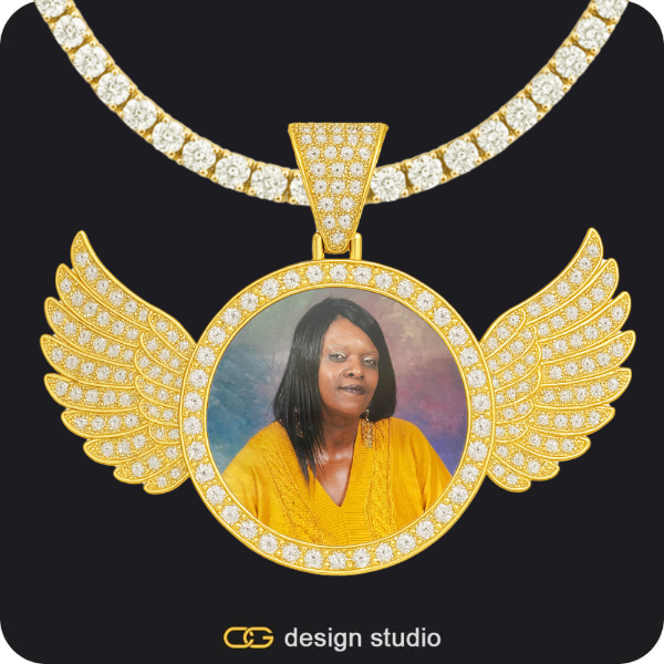 Custom Photo Pendant - Gold / Wings / Tennis