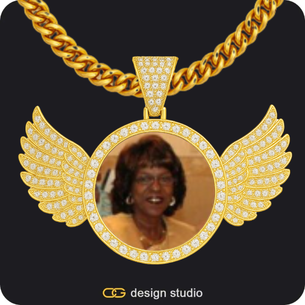Custom Photo Pendant - Gold / Wings / Cuban (5mm)