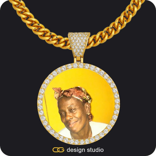 Custom Photo Pendant - Gold / Circle (4 cm) / Cuban (5mm)