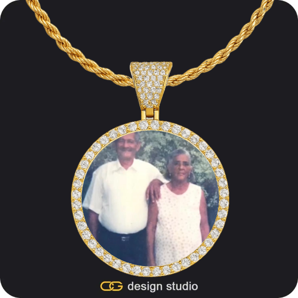 Custom Photo Pendant - Gold / Circle (4 cm) / Rope