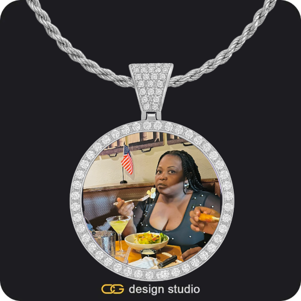 Custom Photo Pendant - Silver / Circle (4 cm) / Rope