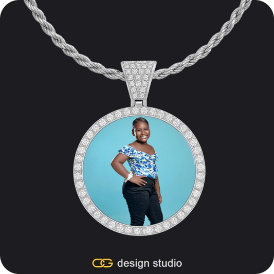 Custom Photo Pendant - Silver / Circle (3 cm) / Rope