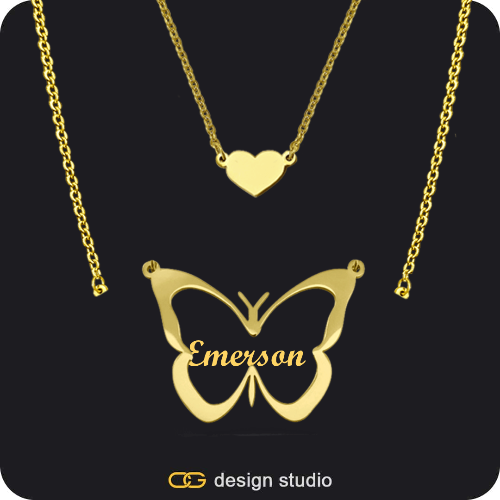 The Classic Butterfly - CustomGld Personalized Spring Name Necklace