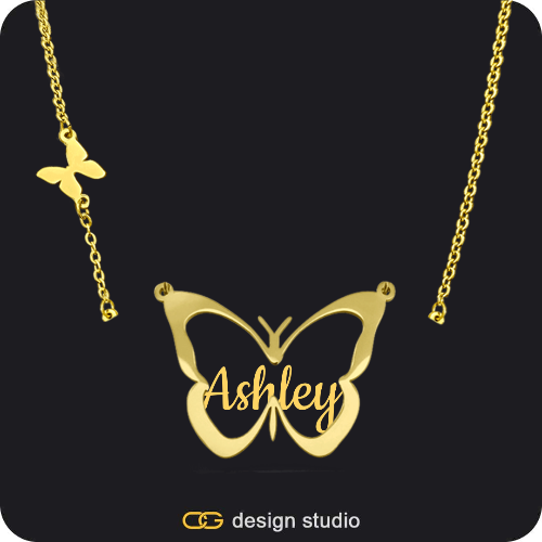 The Classic Butterfly - CustomGld Personalized Spring Name Necklace