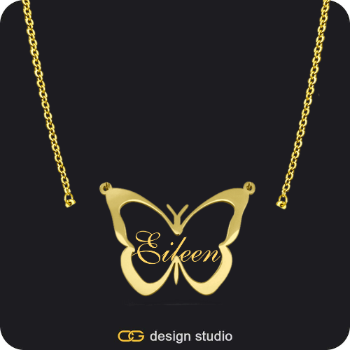 The Classic Butterfly - CustomGld Personalized Spring Name Necklace