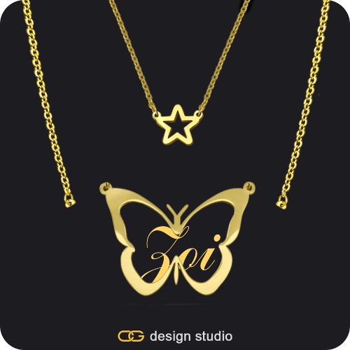 The Classic Butterfly - CustomGld Personalized Spring Name Necklace