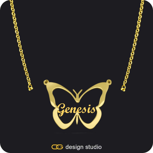 The Classic Butterfly - CustomGld Personalized Spring Name Necklace