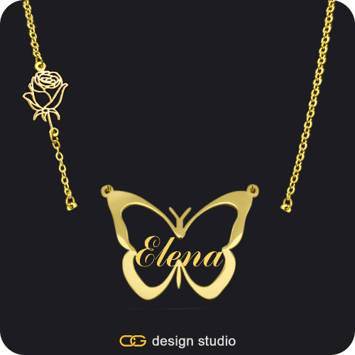 The Classic Butterfly - CustomGld Personalized Spring Name Necklace