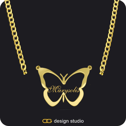 The Classic Butterfly - CustomGld Personalized Spring Name Necklace