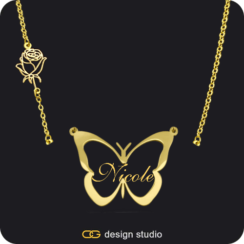 The Classic Butterfly - CustomGld Personalized Spring Name Necklace