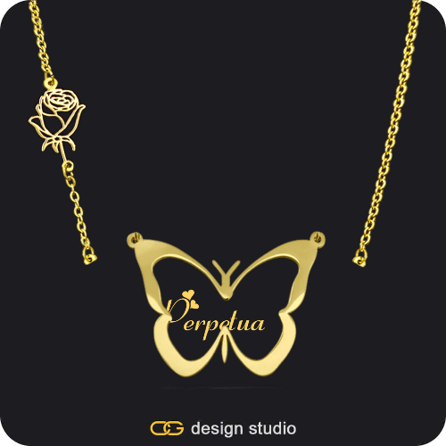 The Classic Butterfly - CustomGld Personalized Spring Name Necklace