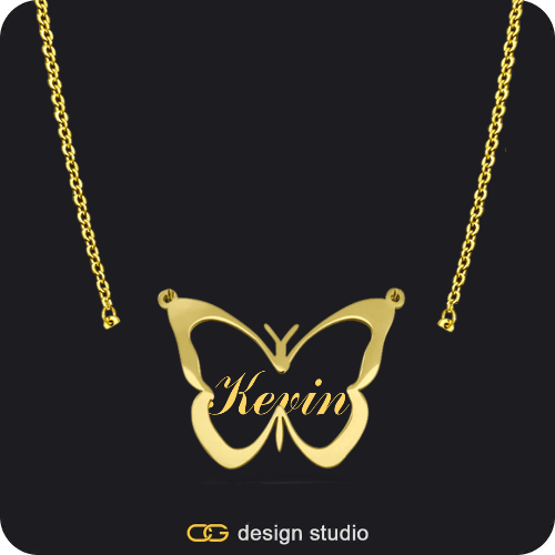 The Classic Butterfly - CustomGld Personalized Spring Name Necklace