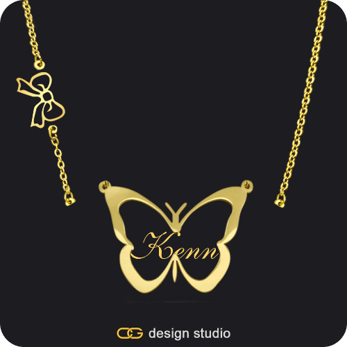 The Classic Butterfly - CustomGld Personalized Spring Name Necklace