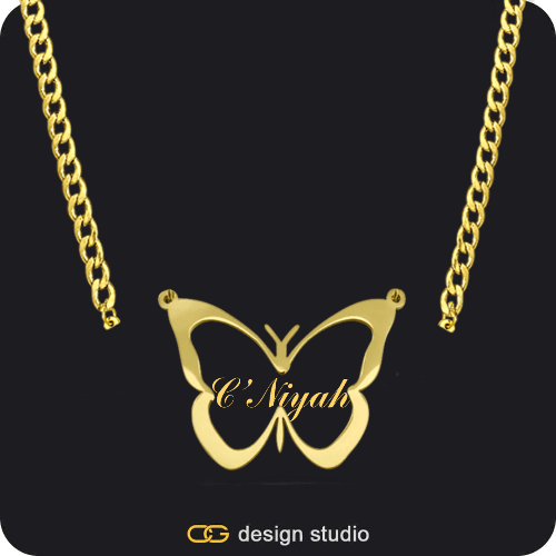 The Classic Butterfly - CustomGld Personalized Spring Name Necklace