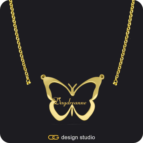 The Classic Butterfly - CustomGld Personalized Spring Name Necklace