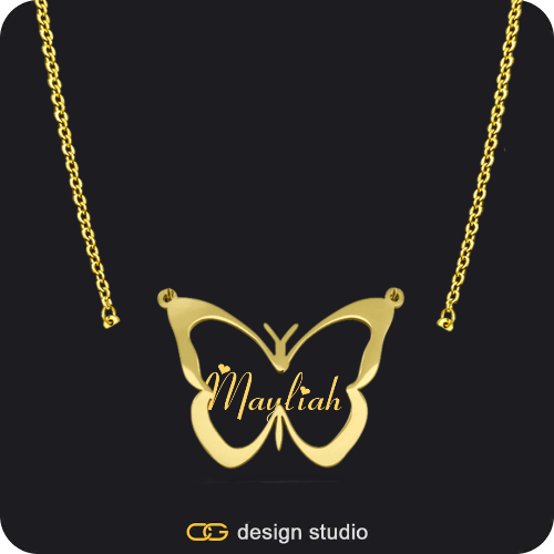 The Classic Butterfly - CustomGld Personalized Spring Name Necklace