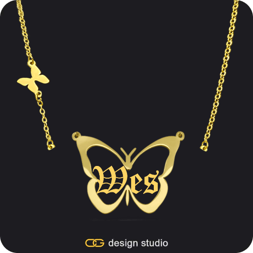 The Classic Butterfly - CustomGld Personalized Spring Name Necklace