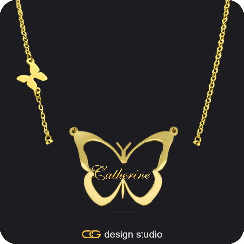 The Classic Butterfly - CustomGld Personalized Spring Name Necklace