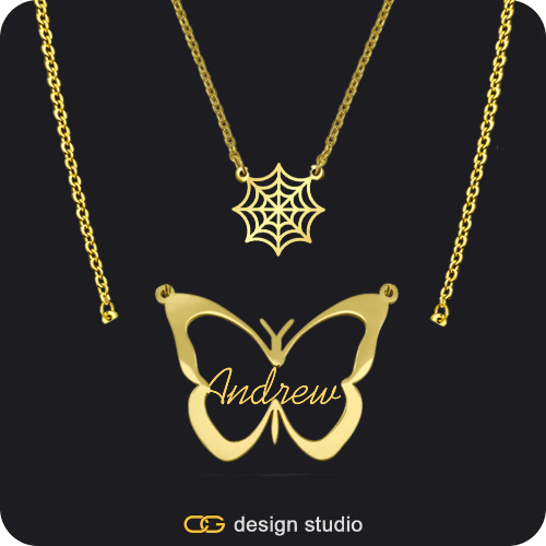 The Classic Butterfly - CustomGld Personalized Spring Name Necklace