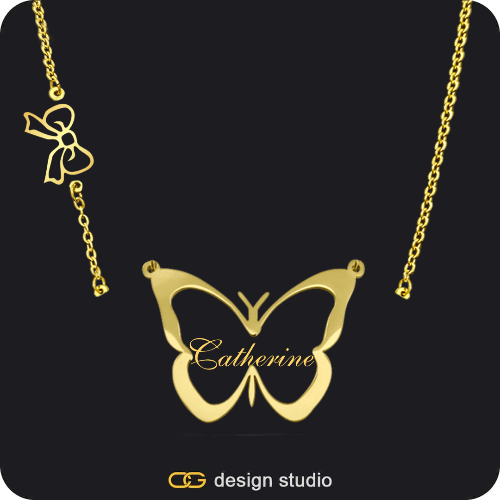 The Classic Butterfly - CustomGld Personalized Spring Name Necklace