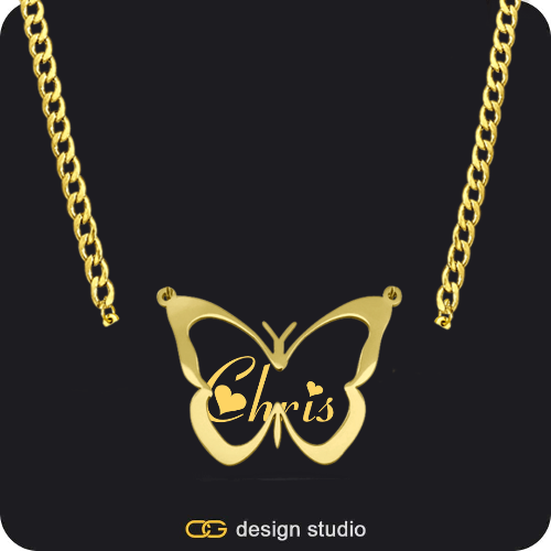 The Classic Butterfly - CustomGld Personalized Spring Name Necklace