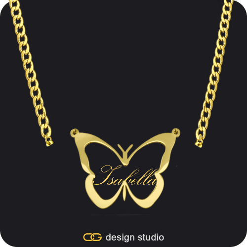 The Classic Butterfly - CustomGld Personalized Spring Name Necklace