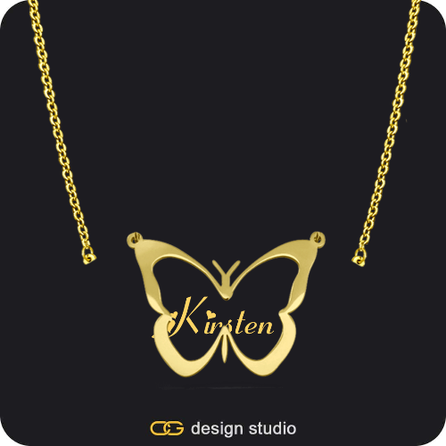 The Classic Butterfly - CustomGld Personalized Spring Name Necklace