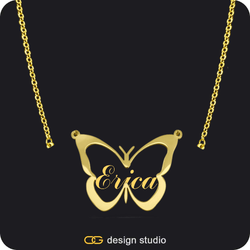 The Classic Butterfly - CustomGld Personalized Spring Name Necklace