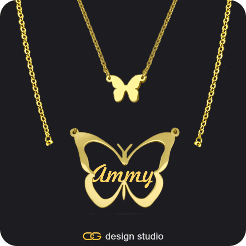 The Classic Butterfly - CustomGld Personalized Spring Name Necklace