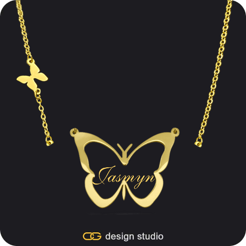 The Classic Butterfly - CustomGld Personalized Spring Name Necklace