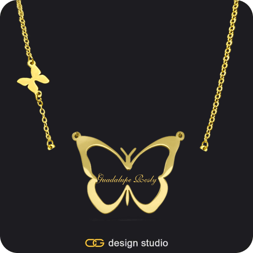 The Classic Butterfly - CustomGld Personalized Spring Name Necklace