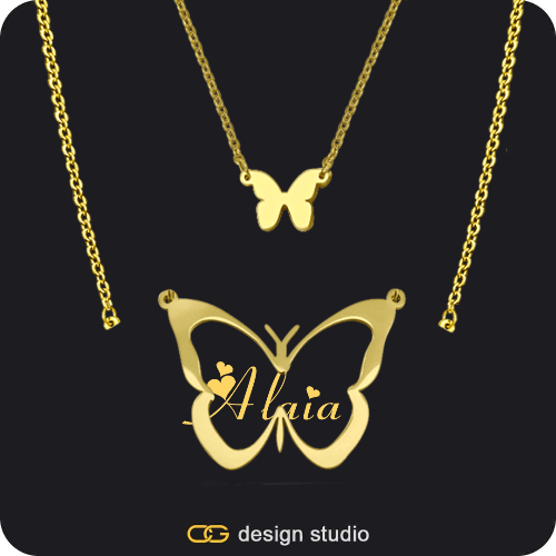 The Classic Butterfly - CustomGld Personalized Spring Name Necklace