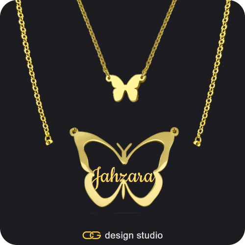 The Classic Butterfly - CustomGld Personalized Spring Name Necklace