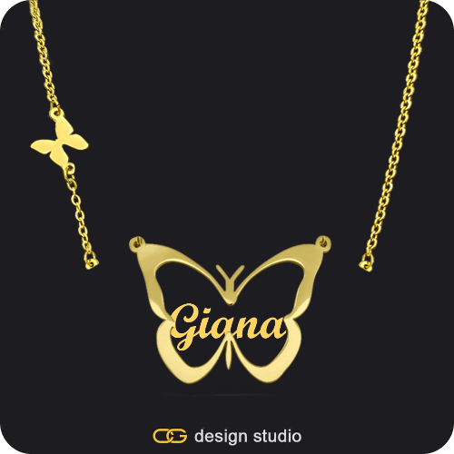 The Classic Butterfly - CustomGld Personalized Spring Name Necklace