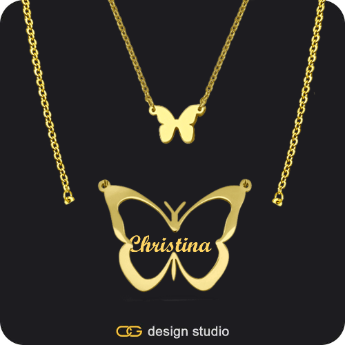 The Classic Butterfly - CustomGld Personalized Spring Name Necklace