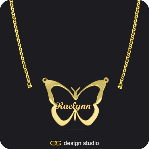 The Classic Butterfly - CustomGld Personalized Spring Name Necklace