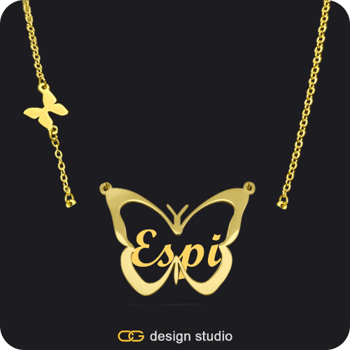 The Classic Butterfly - CustomGld Personalized Spring Name Necklace