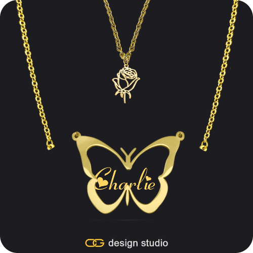 The Classic Butterfly - CustomGld Personalized Spring Name Necklace