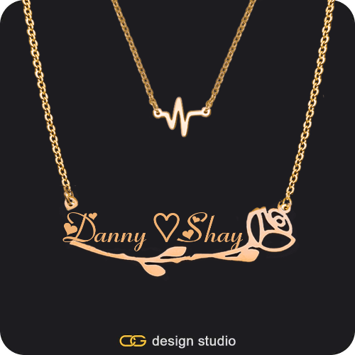The Rosebud Underlined Name Necklace