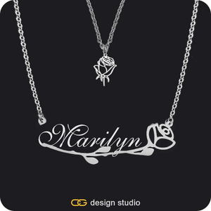 The Rosebud Underlined Name Necklace